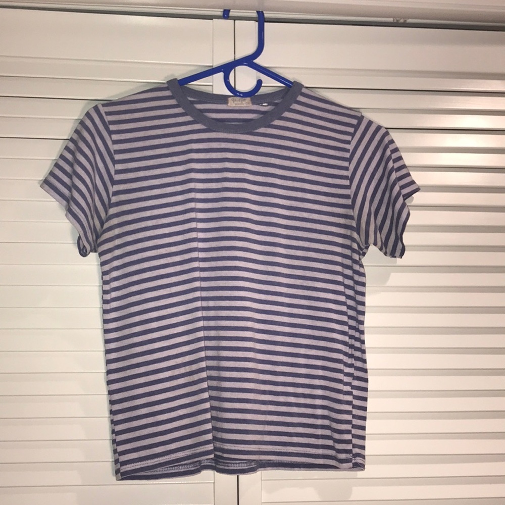 Light Blue and White Striped J Galt/BM T Shirt
